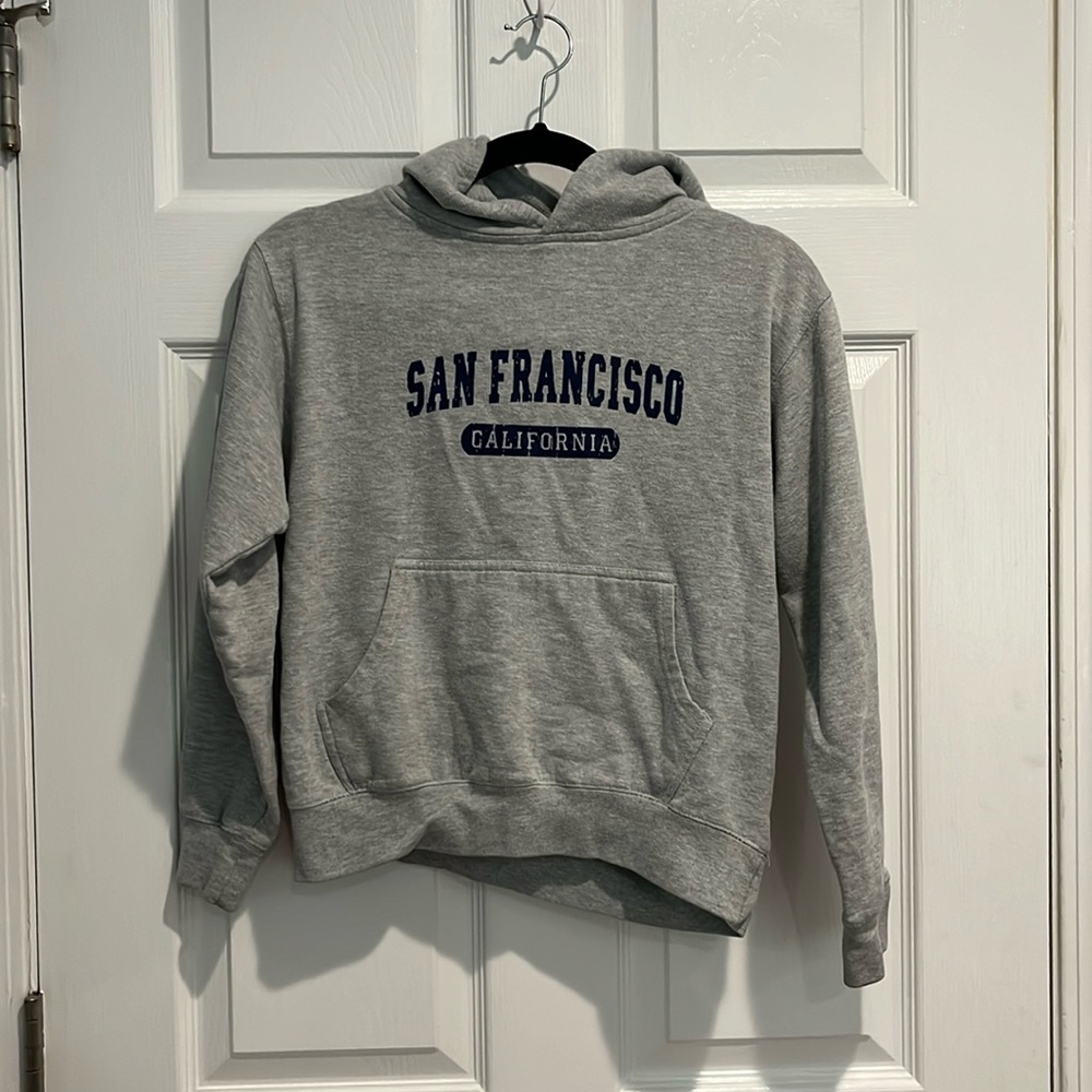 💙Youth San Francisco Gray Hoodie Blue Lettering